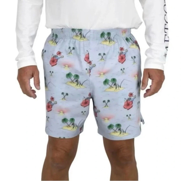 NWT AFTCO Swim Shorts Hula Girl Marlin Island Fishing Trunks Men’s Size Small - Picture 1 of 9